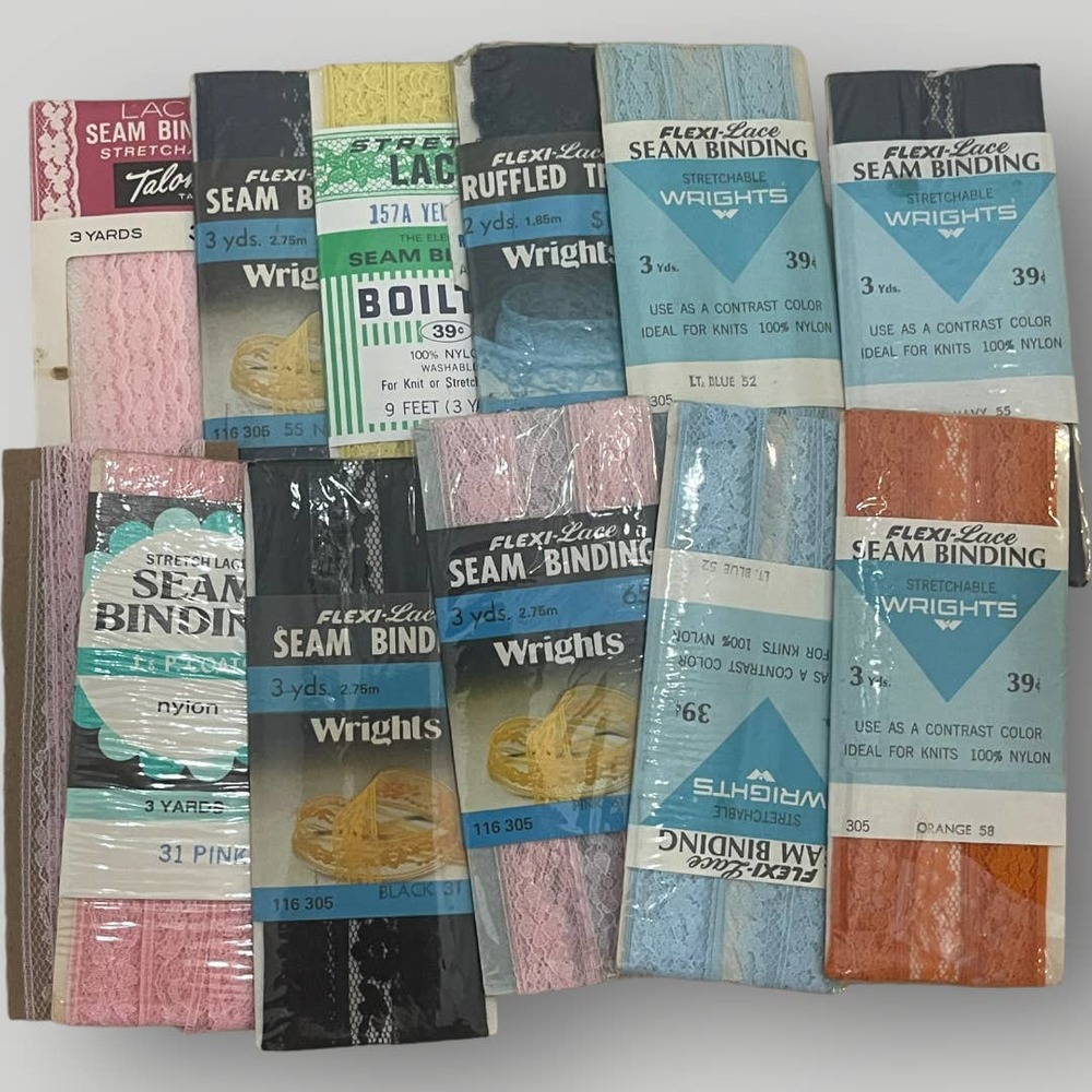 Vintage Lace Seam Binding 12-Piece Bundle